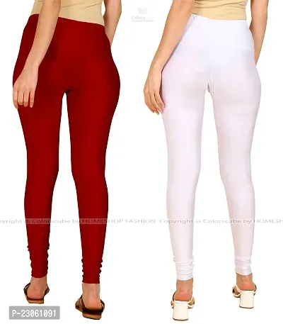 Stylish Women Lycra Blend Leggings Pack of 2-thumb3