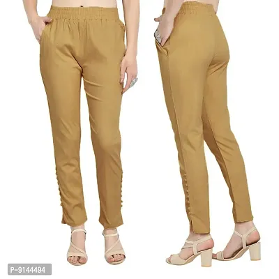 PT Regular Fit Elastic Waist Cotton Pencil Pant Casual/Formal Trousers for Women with Pockets for Casual  Official Use for Women's  Girls Available in 13 Colors.-thumb5