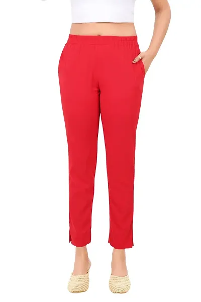 PT Latest Toko Stretchable Trousers for Women Straight Fit Pant for Casual, Daily and Office wear with Elastic Waist and Pockets.