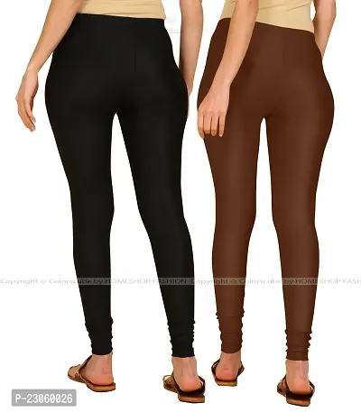 Stylish Women Lycra Blend Leggings Pack of 2-thumb3