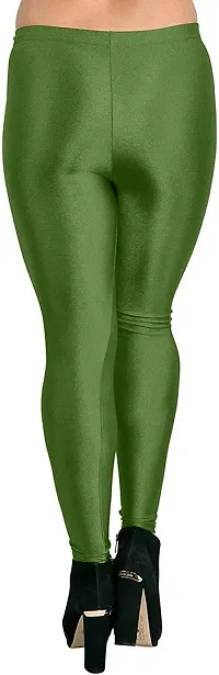 Fabulous Green Satin Solid Leggings For Women Pack Of 1-thumb1