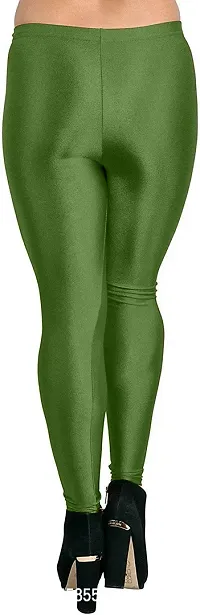 Fabulous Green Satin Solid Leggings For Women Pack Of 1-thumb2