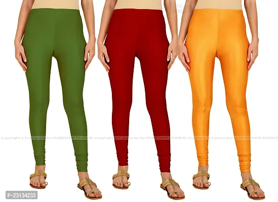 Fabulous Multicoloured Lycra Blend Solid Leggings For Women Pack Of 3