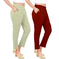 PT Latest Toko Stretchable Trousers for Women (Pack of 2) Straight Fit Pant for Casual, Daily and Office wear with Elastic Waist and Pockets.-thumb2