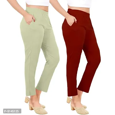 PT Latest Toko Stretchable Trousers for Women (Pack of 2) Straight Fit Pant for Casual, Daily and Office wear with Elastic Waist and Pockets.-thumb3