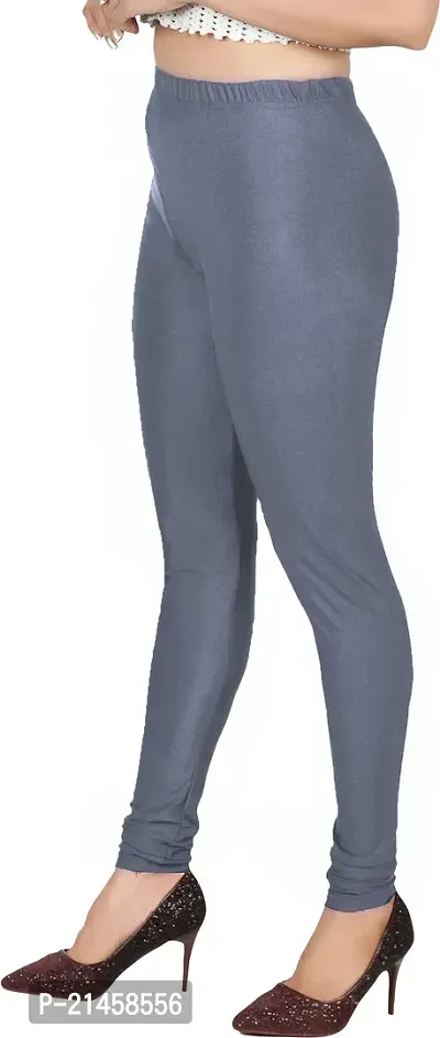 Fabulous Grey Satin Solid Leggings For Women Pack Of 1-thumb3