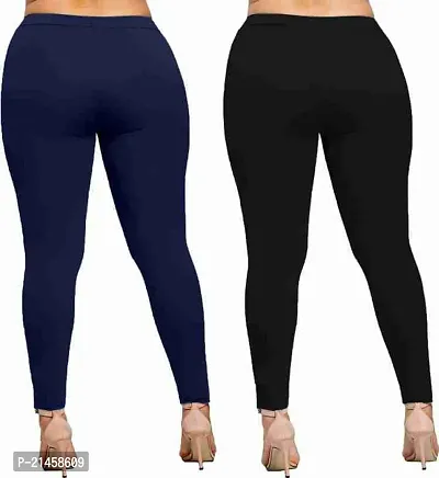 Fabulous Multicoloured Satin Solid Leggings For Women Pack Of 2-thumb2