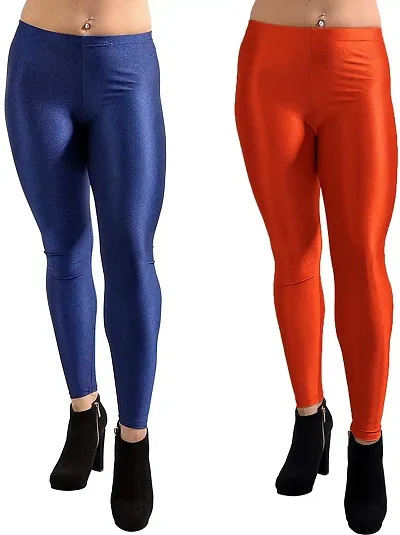 Stylish Satin Solid Leggings For Women - Pack Of 2