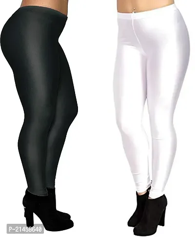 Fabulous Multicoloured Satin Solid Leggings For Women Pack Of 2-thumb2