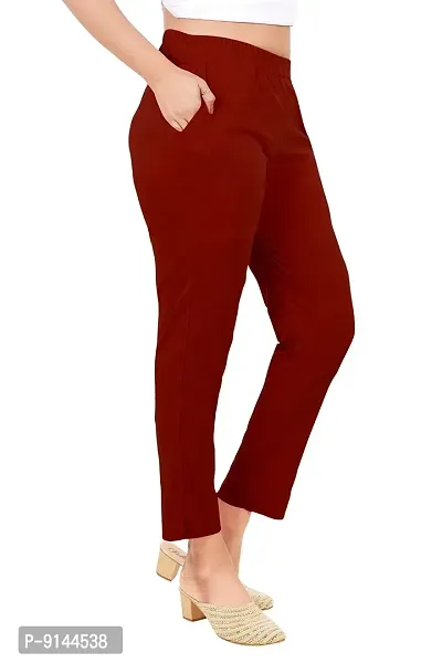 PT Latest Toko Stretchable Trousers for Women Straight Fit Pant for Casual, Daily and Office wear with Elastic Waist and Pockets.-thumb3