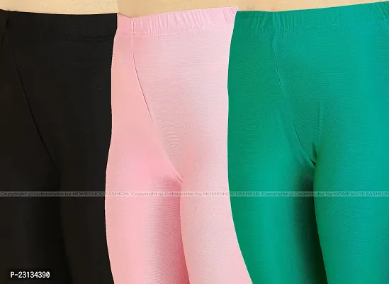 Fabulous Multicoloured Lycra Blend Solid Leggings For Women Pack Of 3-thumb4