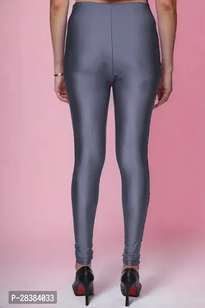 Stylish Grey Lycra Blend Solid Leggings For Women-thumb2