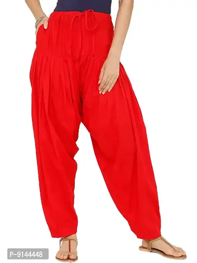 PT Latest Cotton Traditional Semi Patiala Salwar Punjabi Style Stitched for Women's and Girls (Free Size). Red