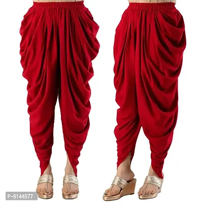 PT Latest Reyon Traditional Dhoti Patiala Salwar/Pants Stylish Stitched for Women's and Girls (Free Size) Red-thumb4