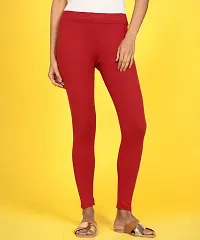 Fabulous Red Cotton Solid Ankle Length Leggings For Women-thumb1