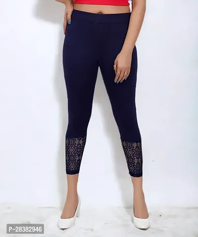 Fabulous Navy Blue Cotton Solid Leggings For Women-thumb0