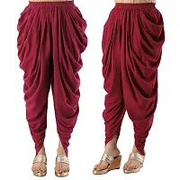 PT Latest Reyon Traditional Dhoti Patiala Salwar/Pants Stylish Stitched for Women's and Girls (Free Size) Maroon-thumb3