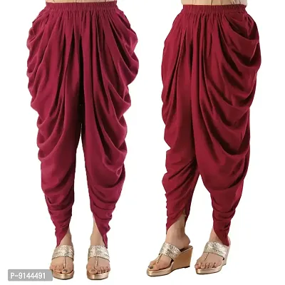 PT Latest Reyon Traditional Dhoti Patiala Salwar/Pants Stylish Stitched for Women's and Girls (Free Size) Maroon-thumb4