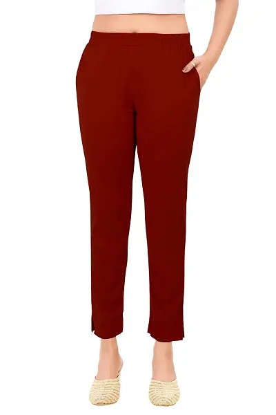 PT Latest Toko Stretchable Trousers for Women Straight Fit Pant for Casual, Daily and Office wear with Elastic Waist and Pockets.