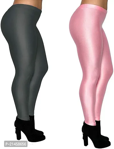 Fabulous Multicoloured Satin Solid Leggings For Women Pack Of 2-thumb2