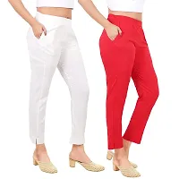 PT Latest Toko Stretchable Trousers for Women (Pack of 2) Straight Fit Pant for Casual, Daily and Office wear with Elastic Waist and Pockets.-thumb2