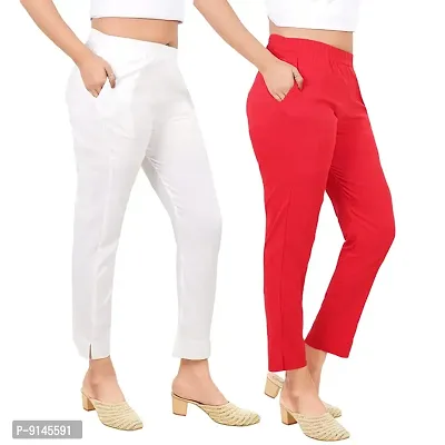PT Latest Toko Stretchable Trousers for Women (Pack of 2) Straight Fit Pant for Casual, Daily and Office wear with Elastic Waist and Pockets.-thumb3