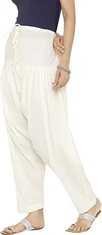 Fabulous White Cotton Self Pattern Salwars For Women-thumb2