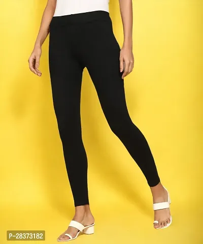 Fabulous Black Cotton Solid Ankle Length Leggings For Women