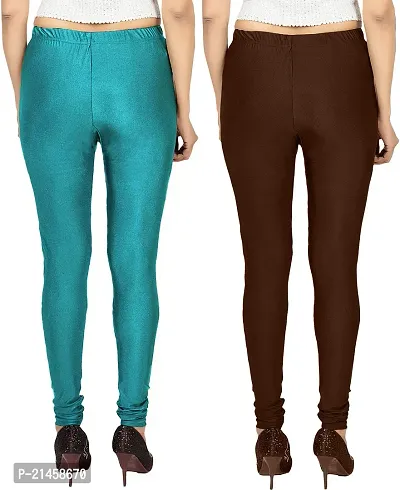 Fabulous Multicoloured Satin Solid Leggings For Women Pack Of 2-thumb2