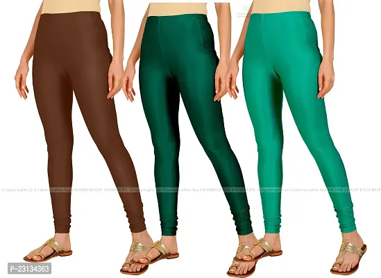 Fabulous Multicoloured Lycra Blend Solid Leggings For Women Pack Of 3-thumb2