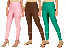 Fabulous Multicoloured Lycra Blend Solid Leggings For Women Pack Of 3-thumb1