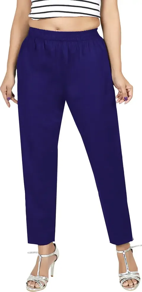 Elegant Blend Solid Ethnic Pant For Women