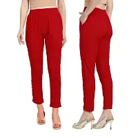 PT Regular Fit Elastic Waist Cotton Pencil Pant Casual/Formal Trousers for Women with Pockets for Casual  Official Use for Women's  Girls Available in 13 Colors.-thumb3