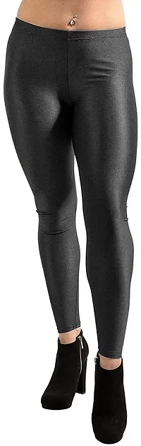 Fabulous Black Satin Solid Leggings For Women Pack Of 1-thumb0