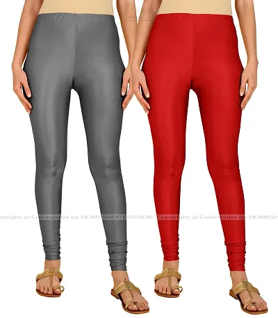 Stylish Women Lycra Blend Leggings Pack of 2