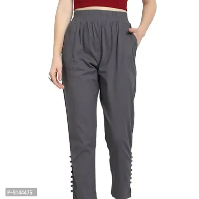 PT Regular Fit Elastic Waist Cotton Pencil Pant Casual/Formal Trousers for Women with Pockets for Casual  Official Use for Women's  Girls Available in 13 Colors.-thumb5