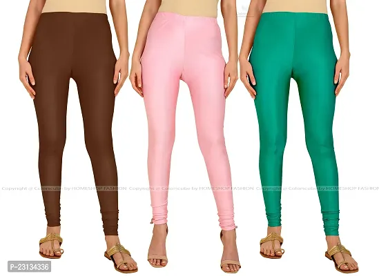 Fabulous Multicoloured Lycra Blend Solid Leggings For Women Pack Of 3-thumb0