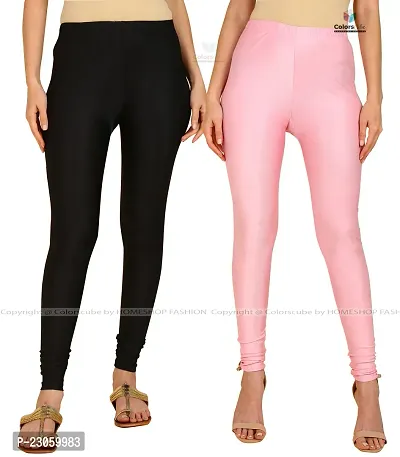 Stylish Women Lycra Blend Leggings Pack of 2