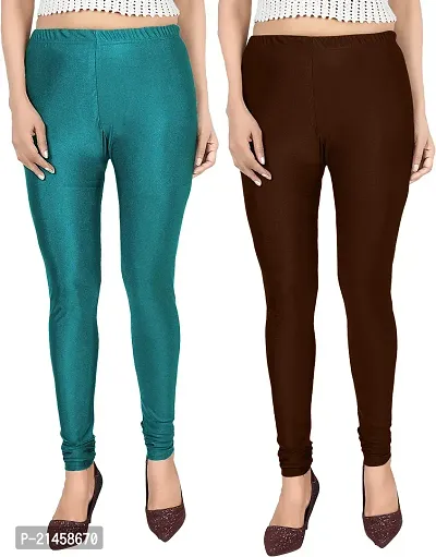 Fabulous Multicoloured Satin Solid Leggings For Women Pack Of 2