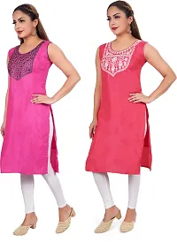 Elegant Multicoloured Poly Silk Embroidered Kurta For Women Combo Of 2-thumb2