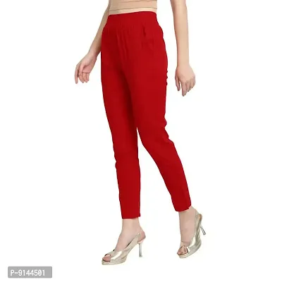 PT Regular Fit Elastic Waist Cotton Pencil Pant Casual/Formal Trousers for Women with Pockets for Casual  Official Use for Women's  Girls Available in 13 Colors.-thumb2