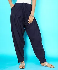 Fabulous Navy Blue Cotton Solid Salwars For Women-thumb2