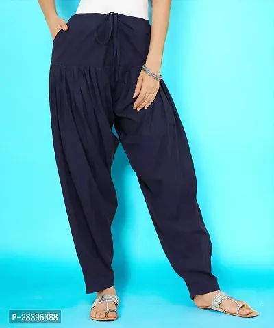 Fabulous Navy Blue Cotton Solid Salwars For Women-thumb3