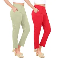 PT Latest Toko Stretchable Trousers for Women (Pack of 2) Straight Fit Pant for Casual, Daily and Office wear with Elastic Waist and Pockets.-thumb2