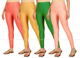 Stylish Fancy Lycra Blend Solid Leggings For Women Pack Of 4-thumb1