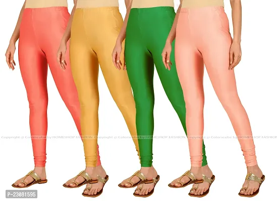 Stylish Fancy Lycra Blend Solid Leggings For Women Pack Of 4-thumb2