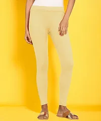 Fabulous Beige Cotton Solid Ankle Length Leggings For Women-thumb1