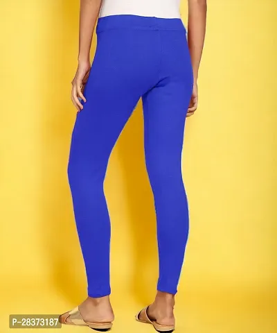 Fabulous Blue Cotton Solid Ankle Length Leggings For Women-thumb3