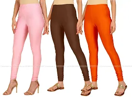 Fabulous Multicoloured Lycra Blend Solid Leggings For Women Pack Of 3-thumb1