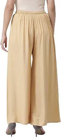 Elegant Beige Rayon Solid Ethnic Pant For Women-thumb1